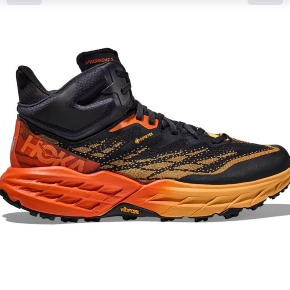 Hoka Other - Hoka Speedgoat 5 Mid GTX Gore-Tex WATERPROOF Hiking Boots Black / Orange Yellow